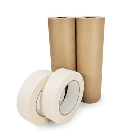 IDL PACKAGING 9in x 60 yd Masking Paper and 1 1/2in x 60 yd GP Masking Tape, for Covering, 2PK 2x GPH-9, 4457-112